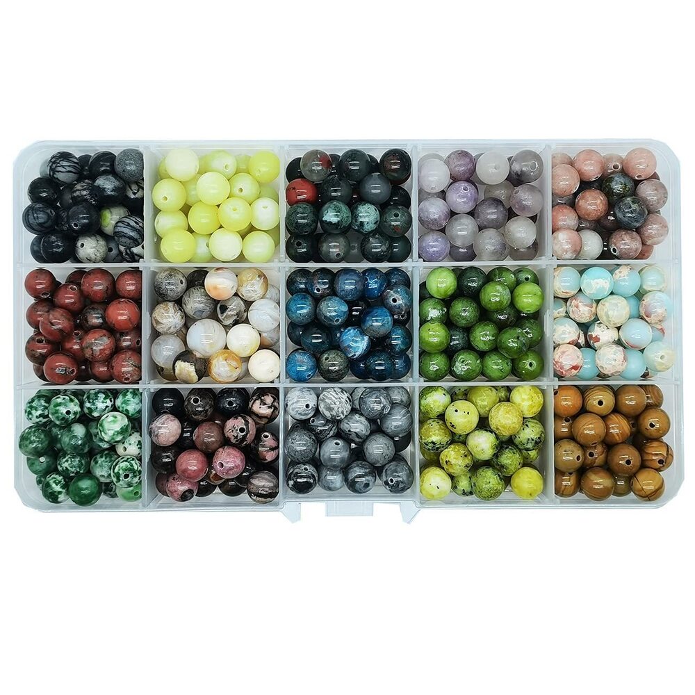 1306 450pcs 8mm Natural Round Stone Gemstone Beads, 1mm Hole Size, DIY